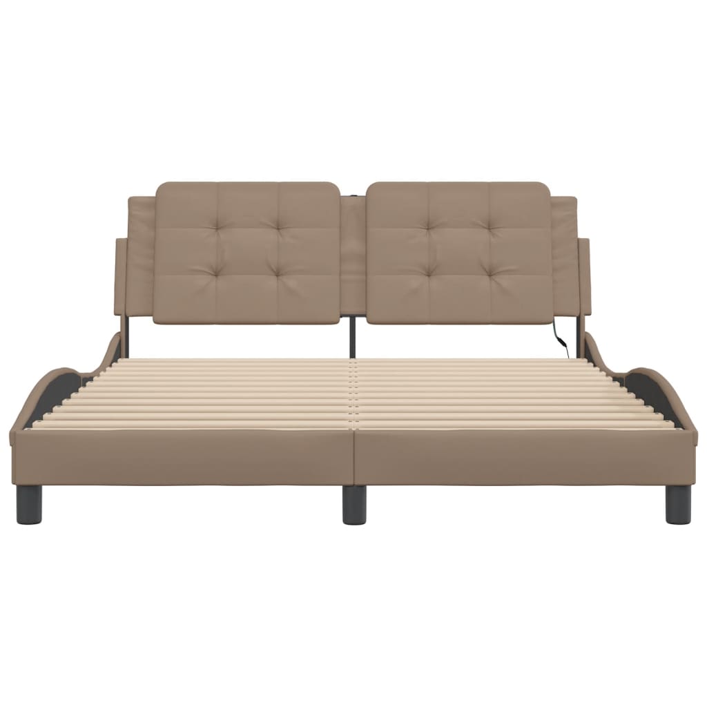 Bedframe met LED-verlichting kunstleer cappuccino 160x200 cm