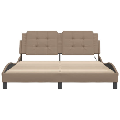 Bedframe met LED-verlichting kunstleer cappuccino 160x200 cm
