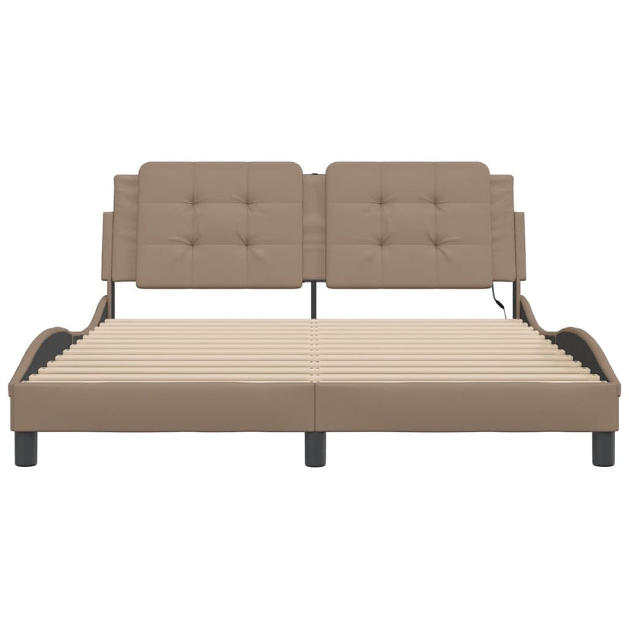 Bedframe met LED-verlichting kunstleer cappuccino 160x200 cm