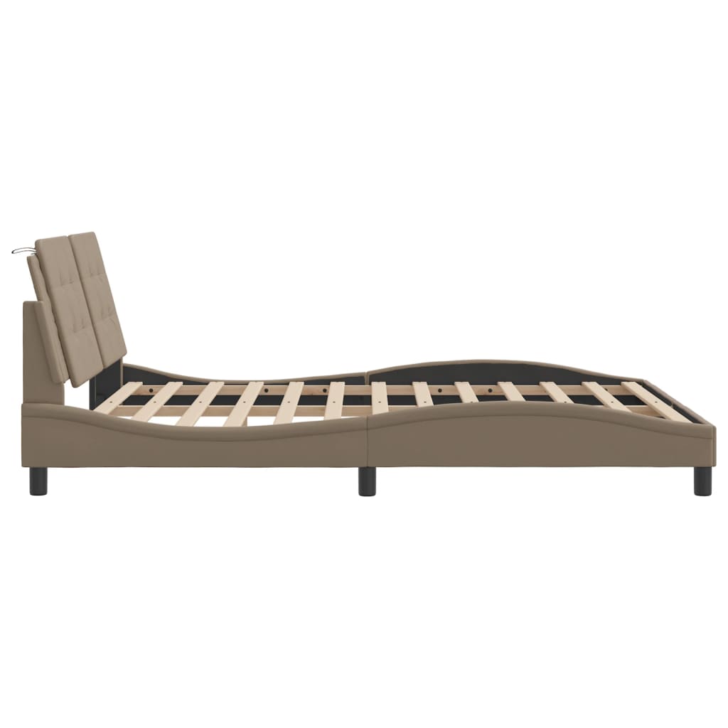 Bedframe met LED-verlichting kunstleer cappuccino 160x200 cm