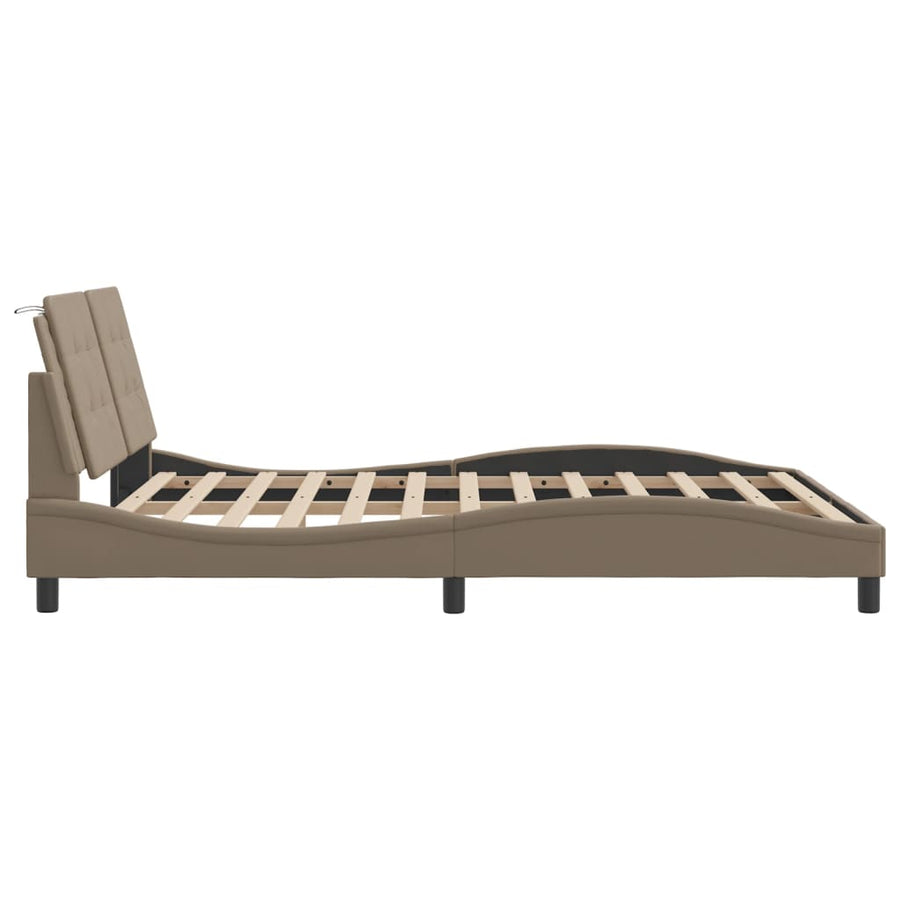 Bedframe met LED-verlichting kunstleer cappuccino 160x200 cm