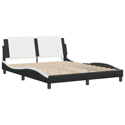 Bedframe met LED-verlichting kunstleer zwart en wit 160x200 cm