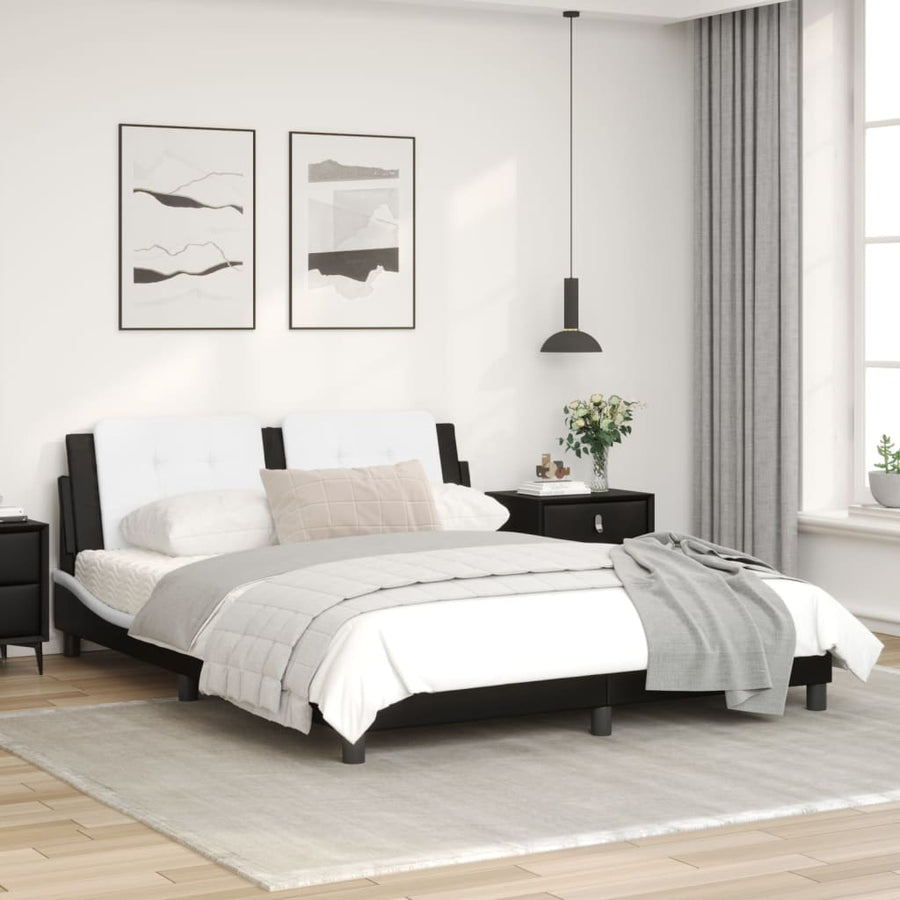 Bedframe met LED-verlichting kunstleer zwart en wit 160x200 cm