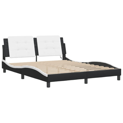 Bedframe met LED-verlichting kunstleer zwart en wit 160x200 cm