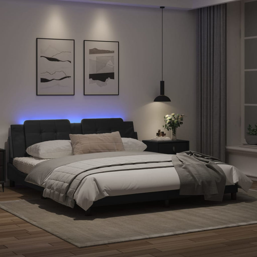 Bedframe met LED-verlichting kunstleer zwart 180x200 cm