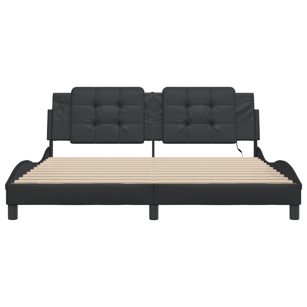 Bedframe met LED-verlichting kunstleer zwart 180x200 cm