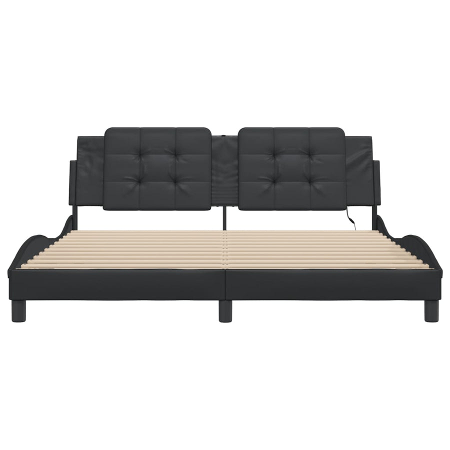 Bedframe met LED-verlichting kunstleer zwart 180x200 cm