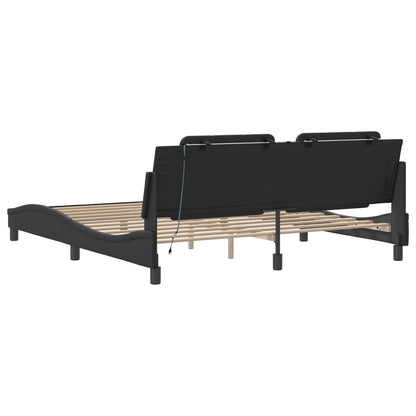 Bedframe met LED-verlichting kunstleer zwart 180x200 cm