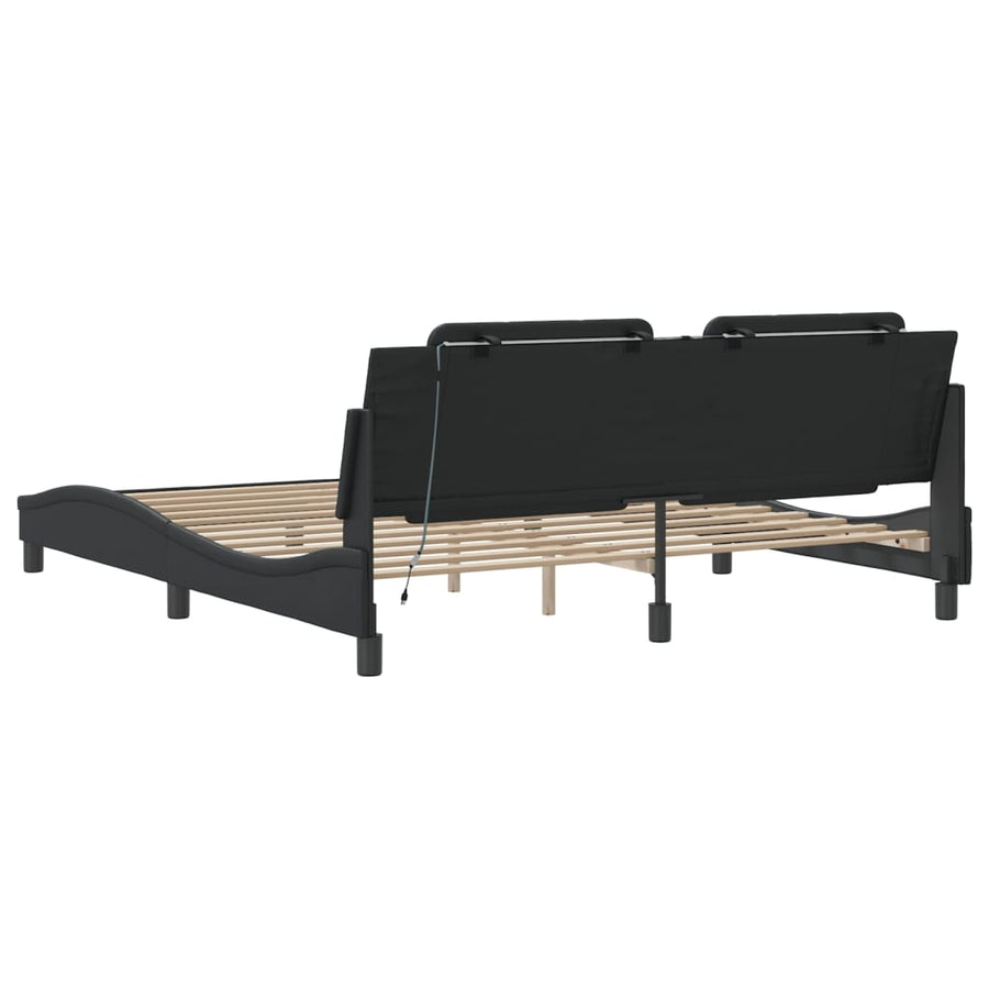 Bedframe met LED-verlichting kunstleer zwart 180x200 cm