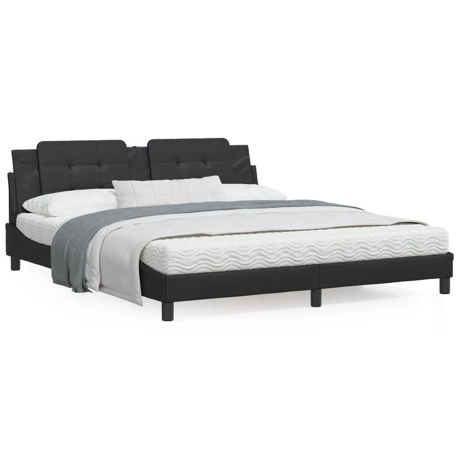 Bedframe met LED-verlichting kunstleer zwart 180x200 cm