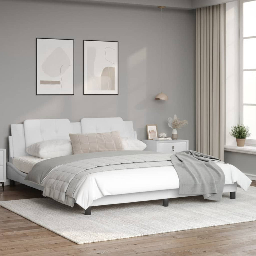 Bedframe met LED-verlichting kunstleer wit 180x200 cm