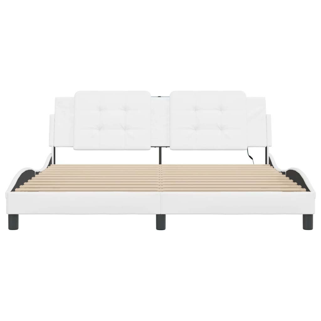 Bedframe met LED-verlichting kunstleer wit 180x200 cm