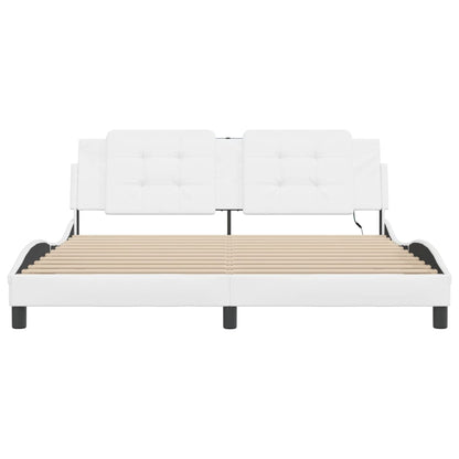 Bedframe met LED-verlichting kunstleer wit 180x200 cm