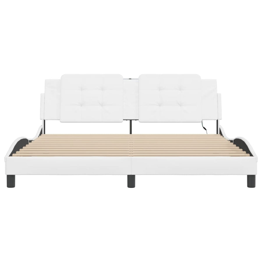Bedframe met LED-verlichting kunstleer wit 180x200 cm
