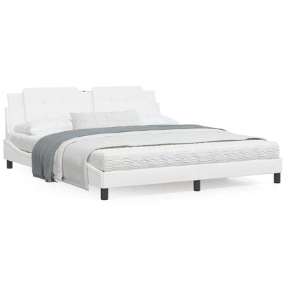 Bedframe met LED-verlichting kunstleer wit 180x200 cm