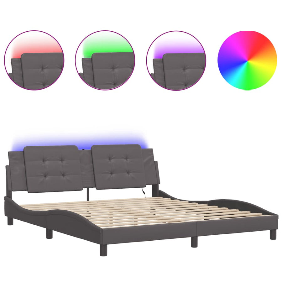 Bedframe met LED-verlichting kunstleer zwart 180x200 cm