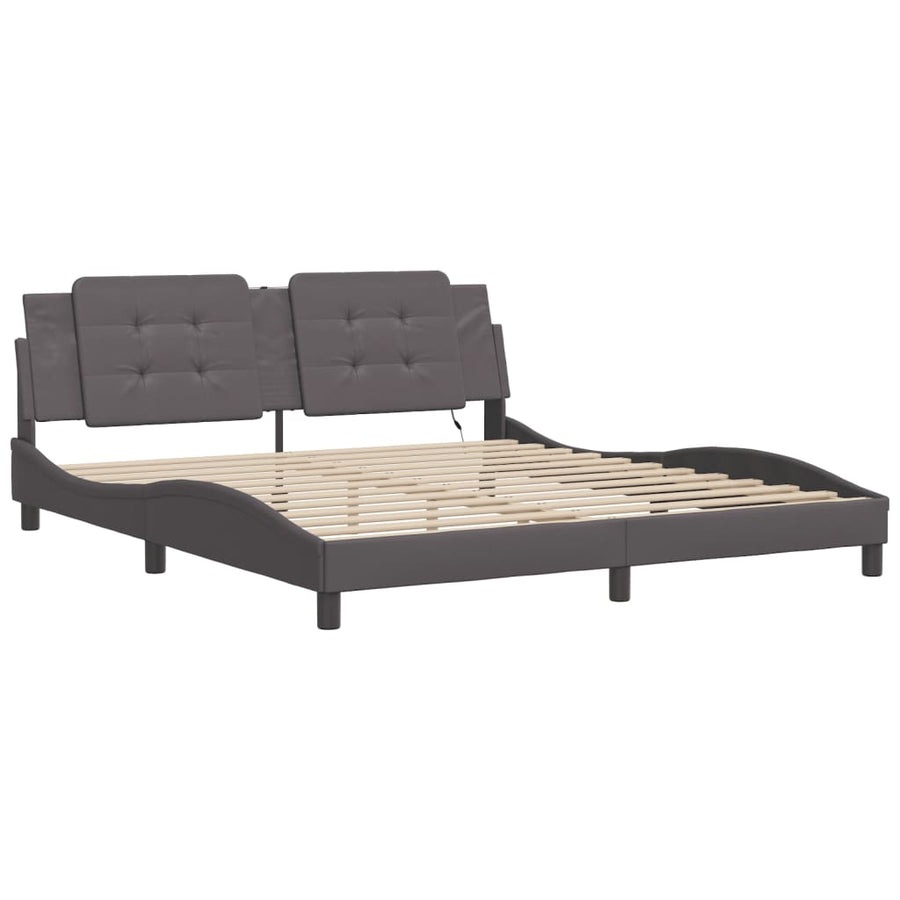Bedframe met LED-verlichting kunstleer zwart 180x200 cm