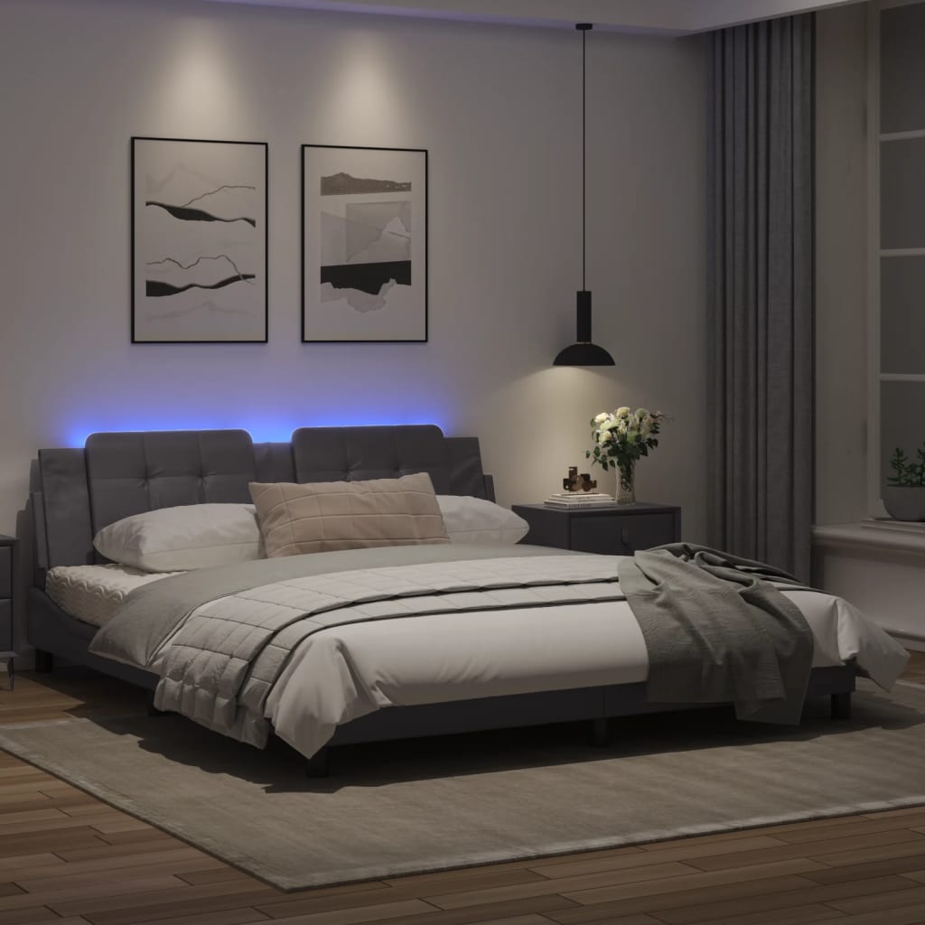 Bedframe met LED-verlichting kunstleer zwart 180x200 cm