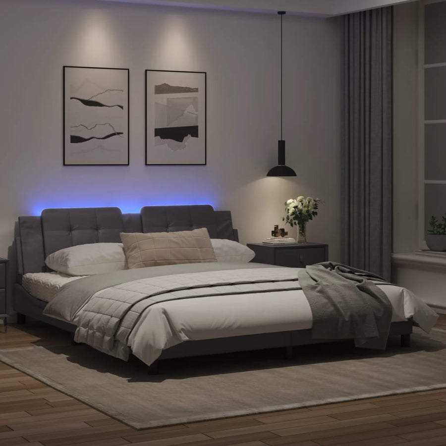 Bedframe met LED-verlichting kunstleer zwart 180x200 cm