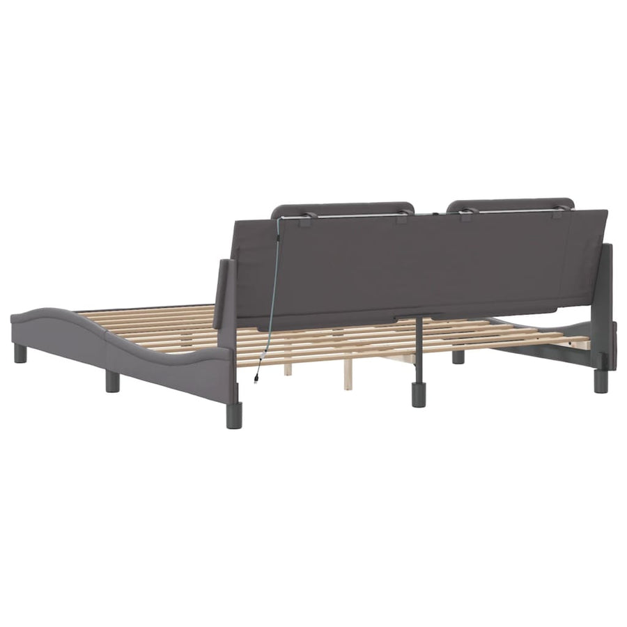 Bedframe met LED-verlichting kunstleer zwart 180x200 cm