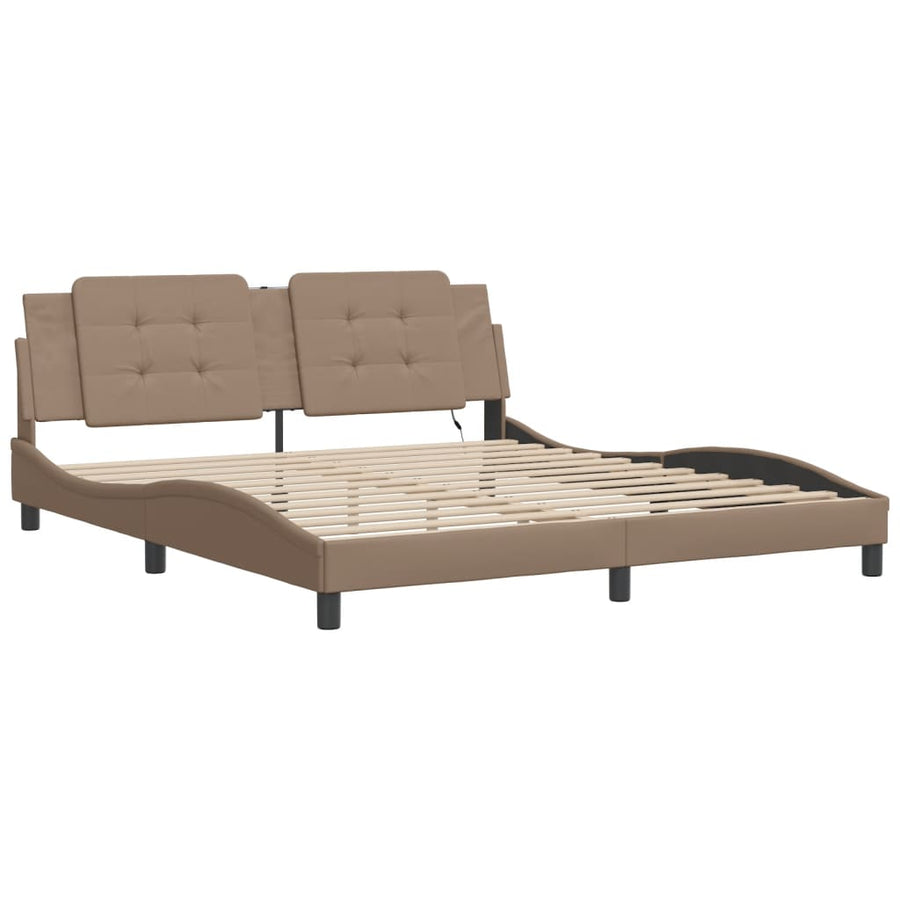 Bedframe met LED-verlichting kunstleer cappuccino 180x200 cm