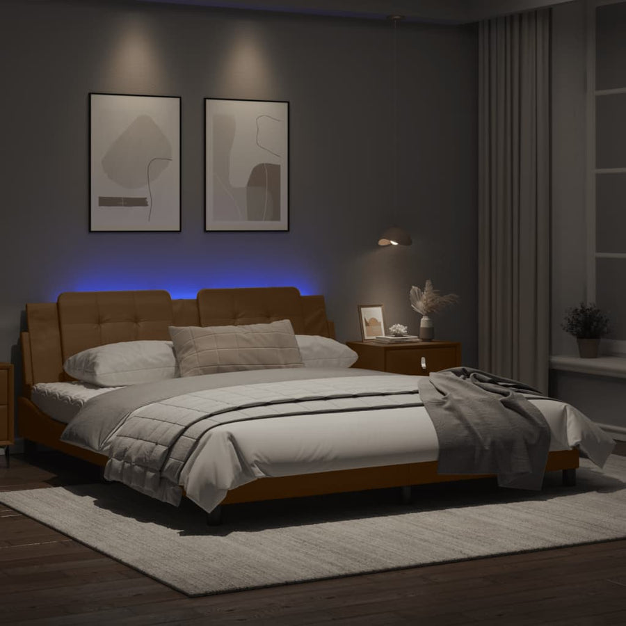 Bedframe met LED-verlichting kunstleer cappuccino 180x200 cm