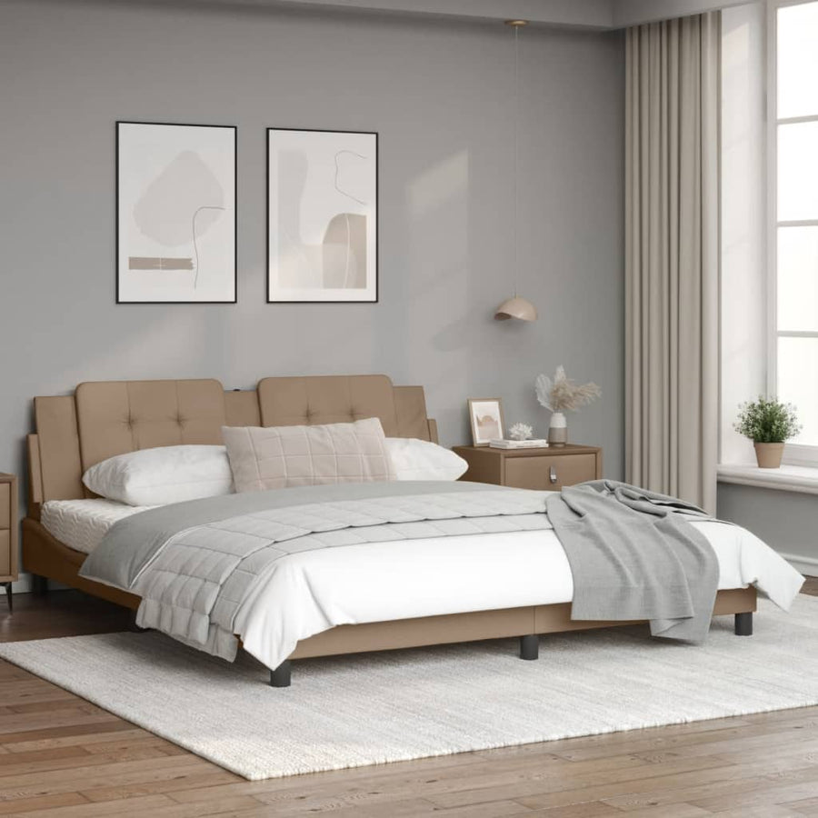 Bedframe met LED-verlichting kunstleer cappuccino 180x200 cm
