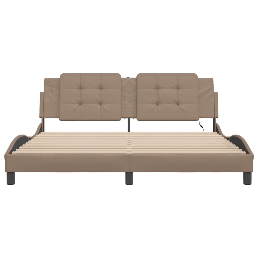 Bedframe met LED-verlichting kunstleer cappuccino 180x200 cm