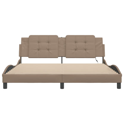 Bedframe met LED-verlichting kunstleer cappuccino 180x200 cm