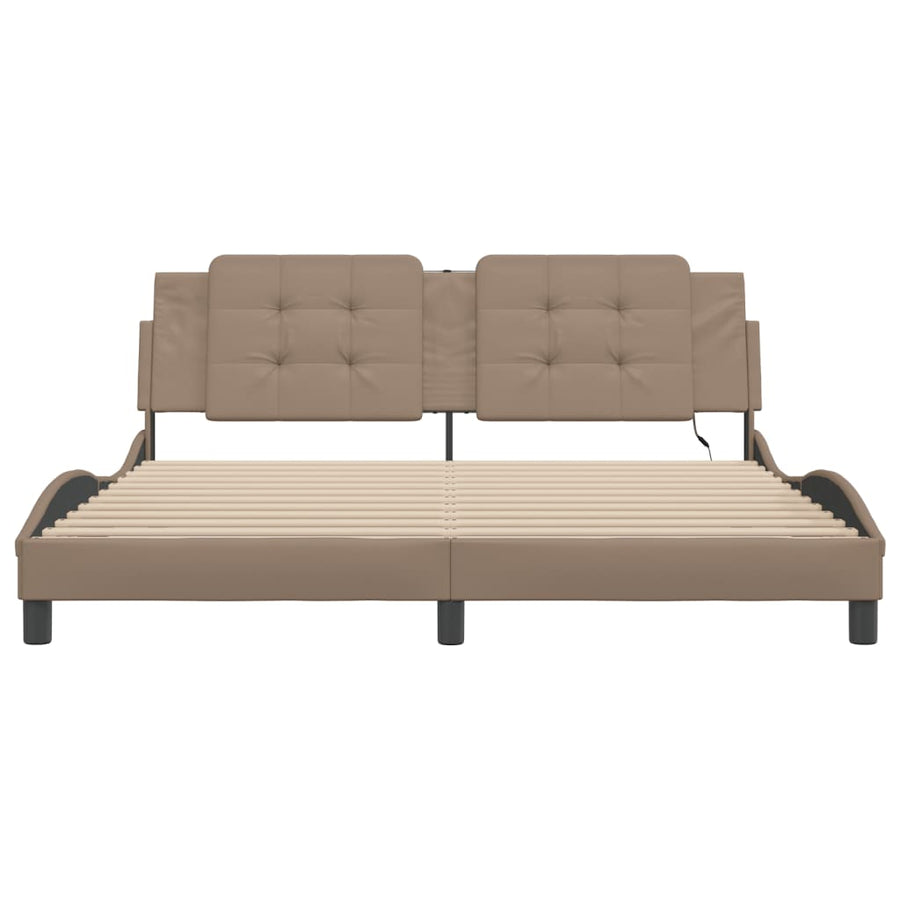 Bedframe met LED-verlichting kunstleer cappuccino 180x200 cm