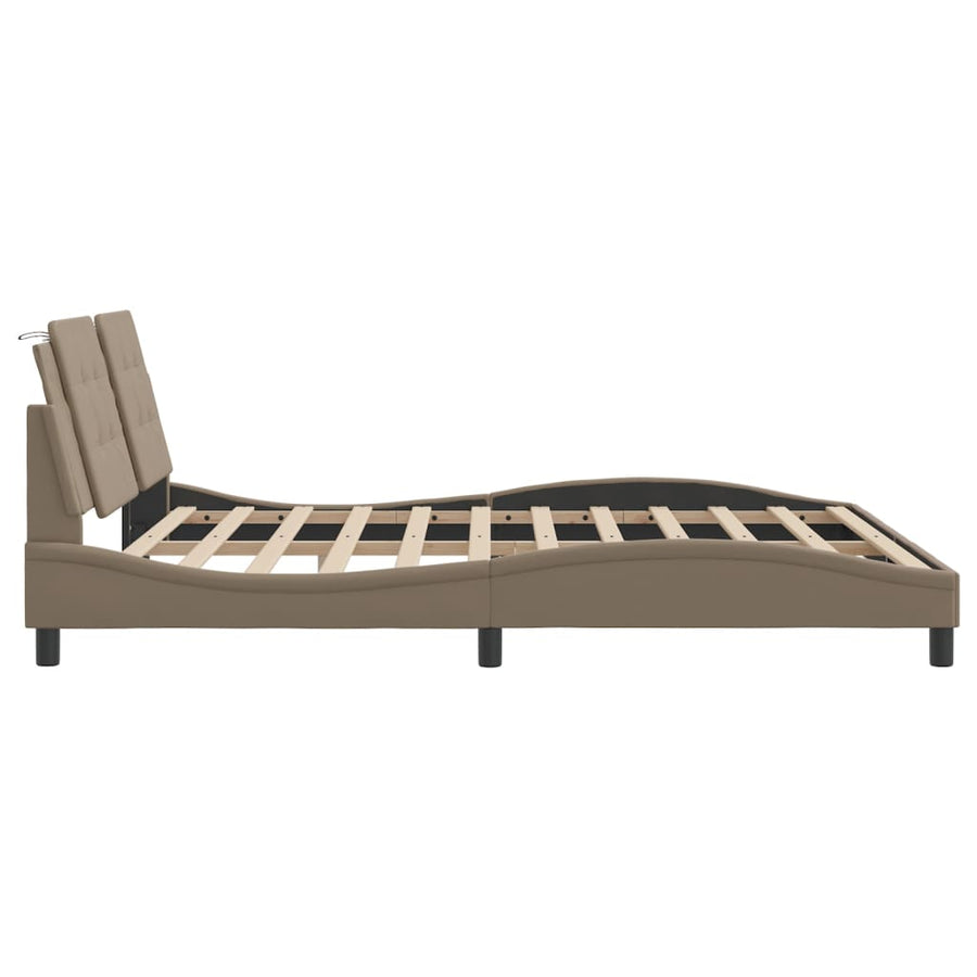 Bedframe met LED-verlichting kunstleer cappuccino 180x200 cm
