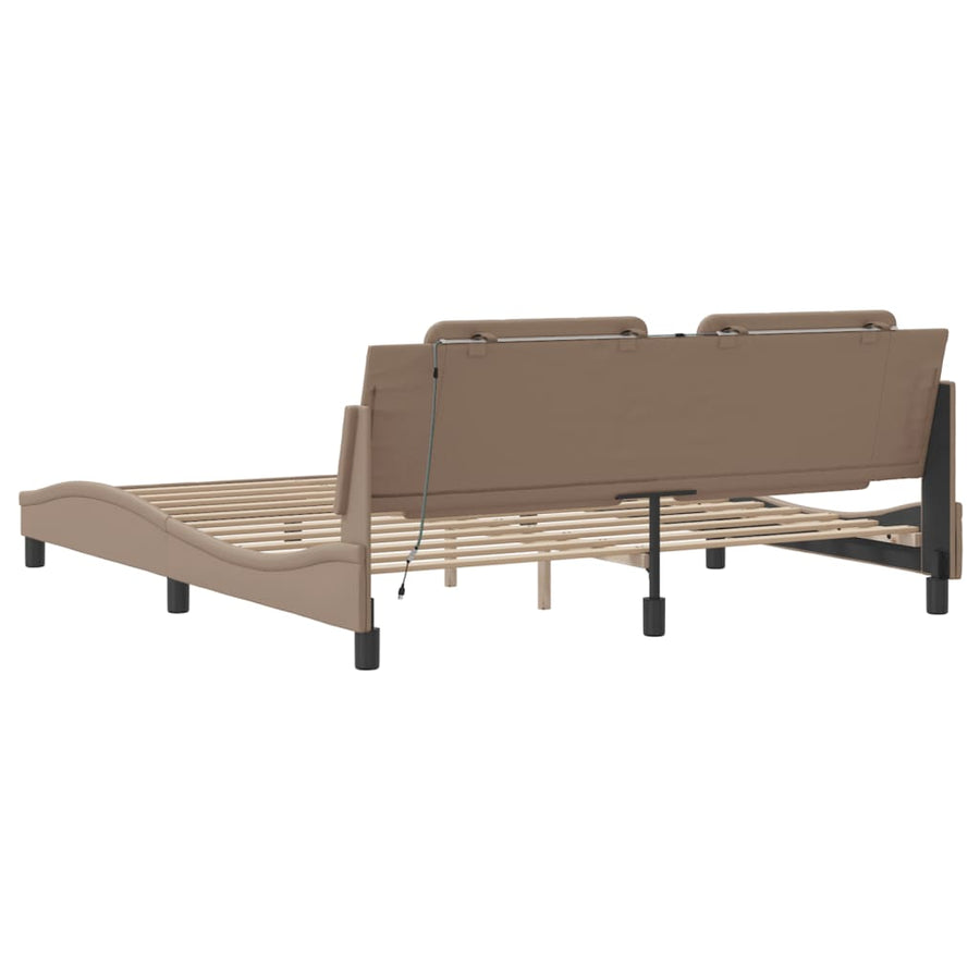 Bedframe met LED-verlichting kunstleer cappuccino 180x200 cm