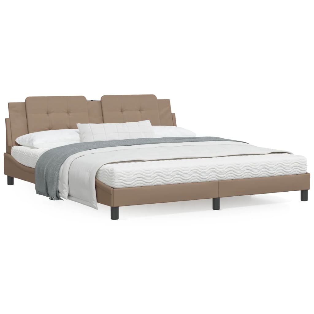 Bedframe met LED-verlichting kunstleer cappuccino 180x200 cm