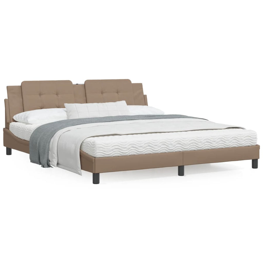 Bedframe met LED-verlichting kunstleer cappuccino 180x200 cm