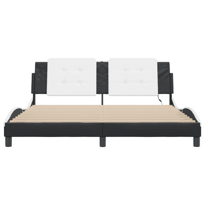 Bedframe met LED-verlichting kunstleer zwart en wit 180x200 cm