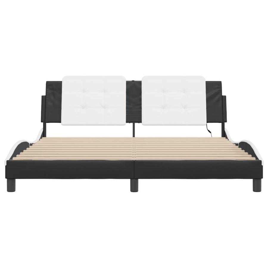 Bedframe met LED-verlichting kunstleer zwart en wit 180x200 cm