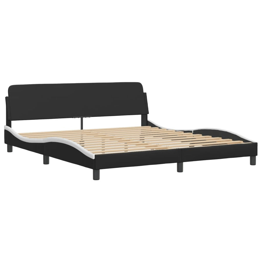 Bedframe met LED-verlichting kunstleer zwart en wit 180x200 cm