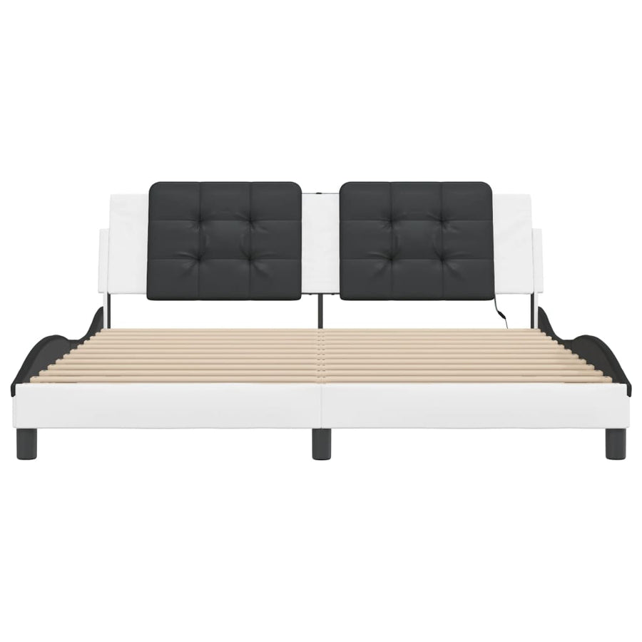 Bedframe met LED-verlichting kunstleer wit en zwart 180x200 cm