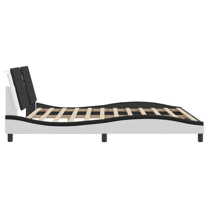 Bedframe met LED-verlichting kunstleer wit en zwart 180x200 cm