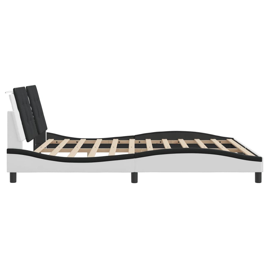 Bedframe met LED-verlichting kunstleer wit en zwart 180x200 cm