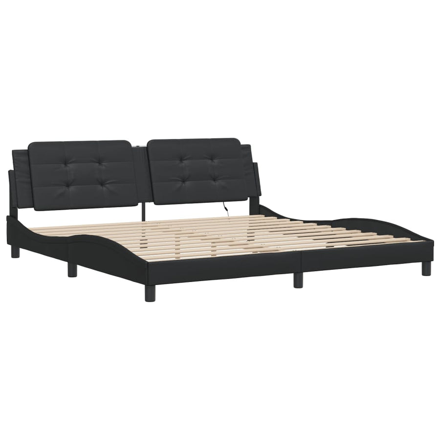 Bedframe met LED zonder matras "Zadar" zwart 200x200 cm