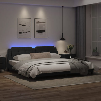 Bedframe met LED-verlichting kunstleer zwart 200x200 cm