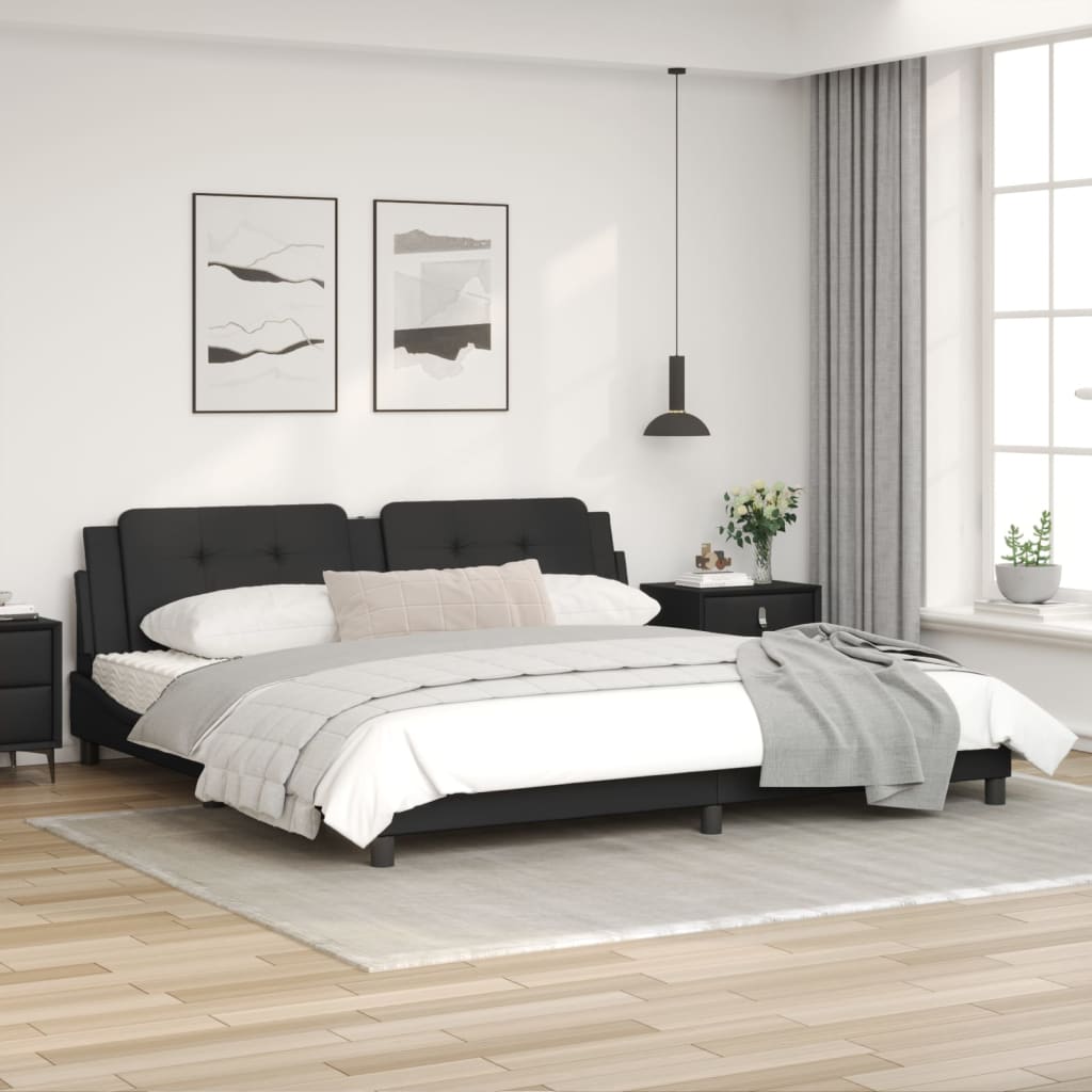 Bedframe met LED-verlichting kunstleer zwart 200x200 cm