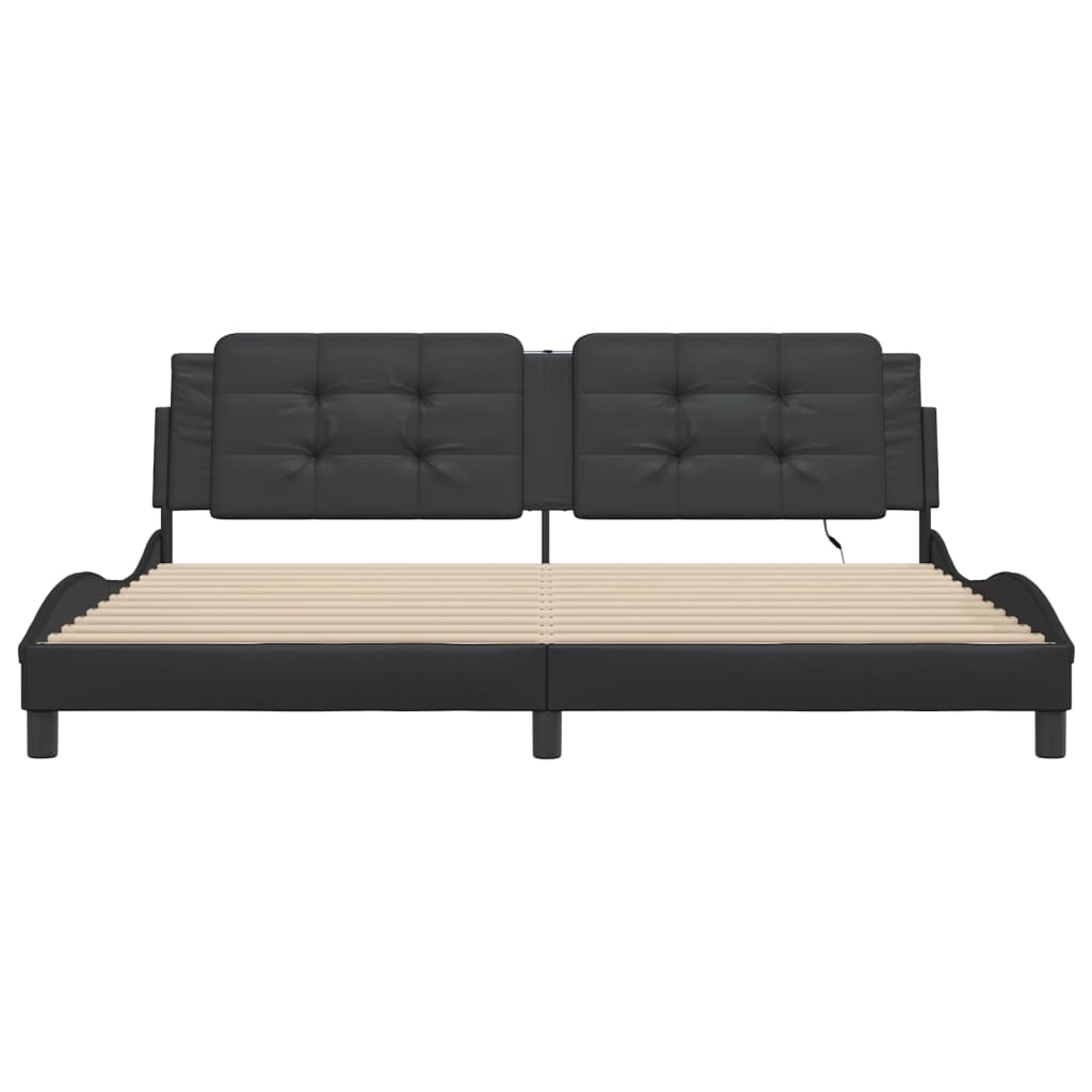 Bedframe met LED-verlichting kunstleer zwart 200x200 cm