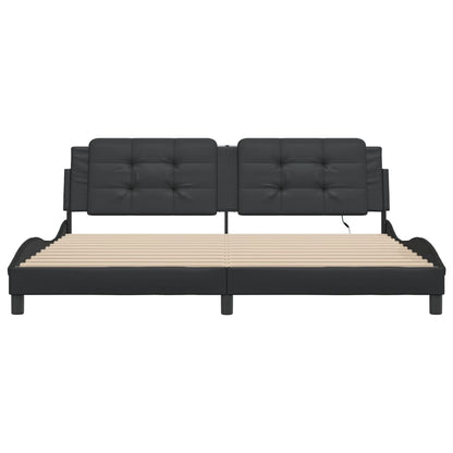Bedframe met LED-verlichting kunstleer zwart 200x200 cm