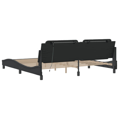 Bedframe met LED-verlichting kunstleer zwart 200x200 cm