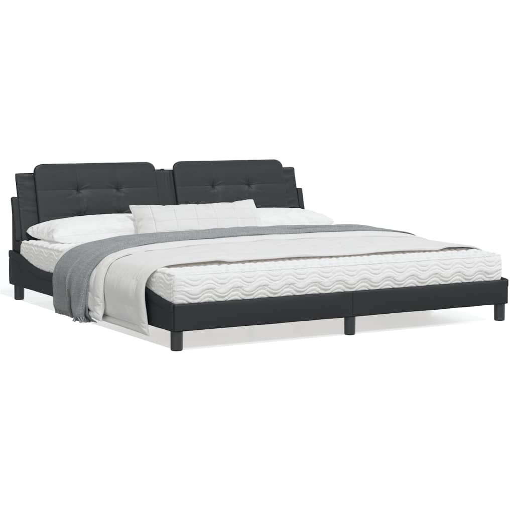 Bedframe met LED-verlichting kunstleer zwart 200x200 cm