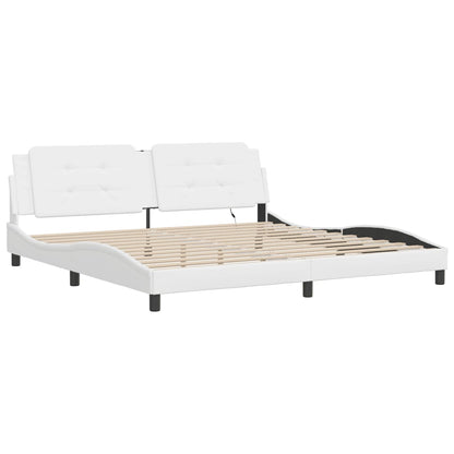 Bedframe met LED-verlichting kunstleer wit 200x200 cm