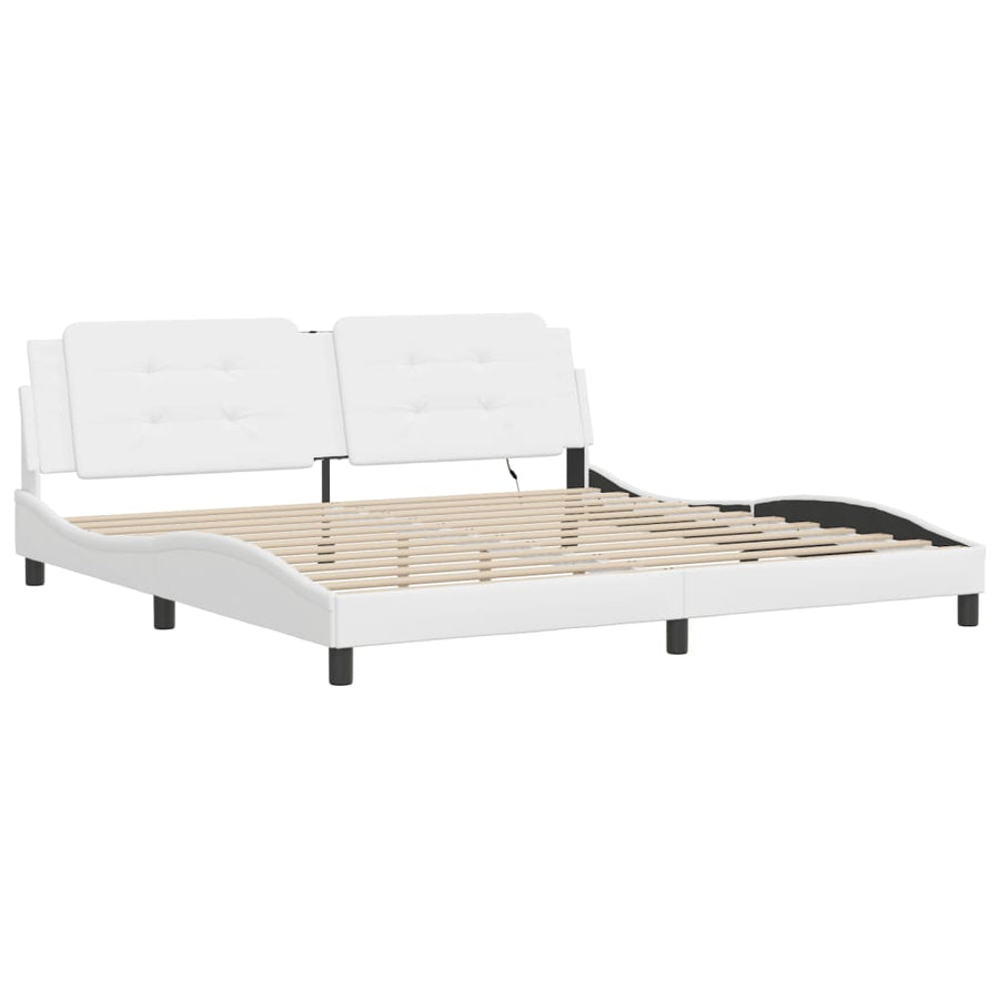 Bedframe met LED-verlichting kunstleer wit 200x200 cm