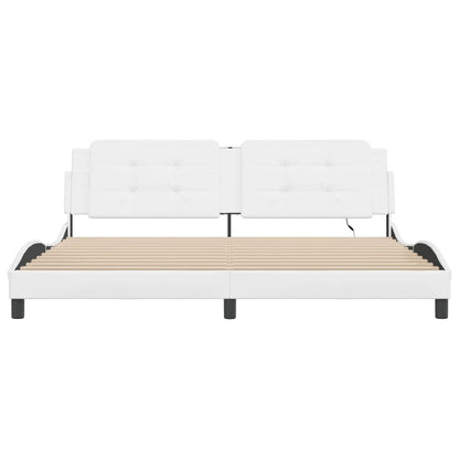 Bedframe met LED-verlichting kunstleer wit 200x200 cm